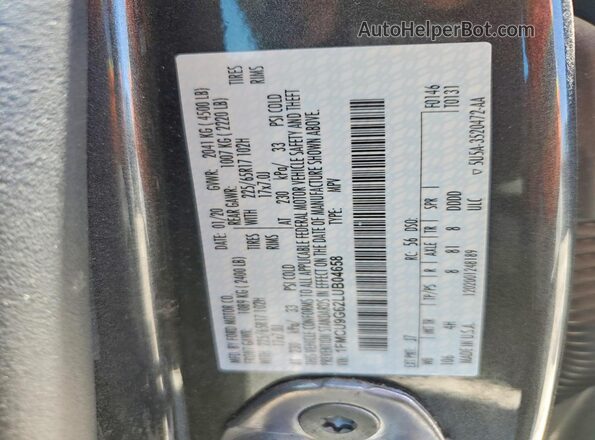 1FMCU9G62LUB04658 2020 FORD ESCAPE Gray VIN կոդի պիտակի տեսք