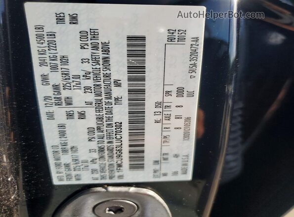 1FMCU9G63LUC70302 2020 FORD ESCAPE Black VIN կոդի պիտակի տեսք