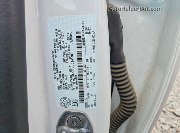 1FMCU9G67LUC60100 2020 FORD ESCAPE White Вид підкапотного простору