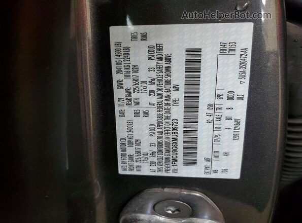 1FMCU9G6XMUB09723 2021 FORD ESCAPE Gray VIN კოდის სტიკერის ხედი