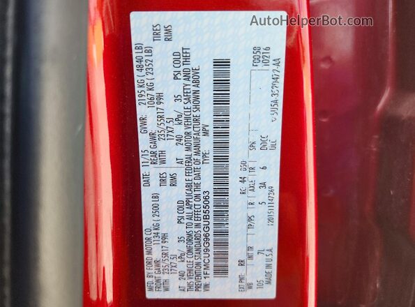 1FMCU9G96GUB55063 2016 FORD ESCAPE Red VIN sticker view
