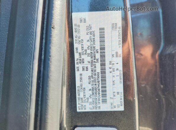 1FMCU9G97HUB75002 2017 FORD ESCAPE Gray Vista de la etiqueta del VIN