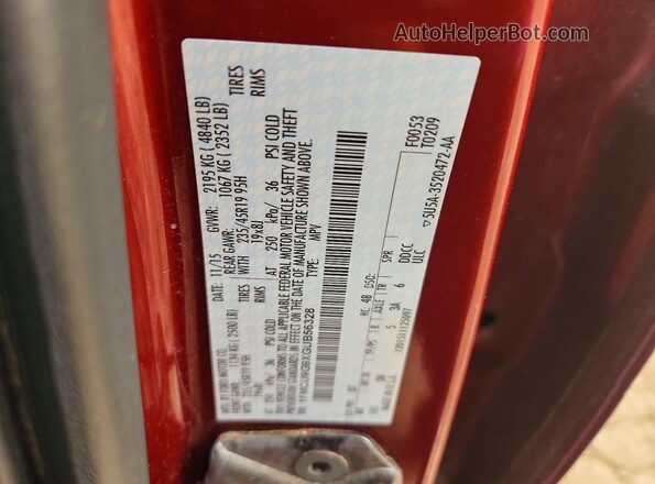 1FMCU9G9XGUB56328 2016 FORD ESCAPE Red Widok naklejki z numerem VIN