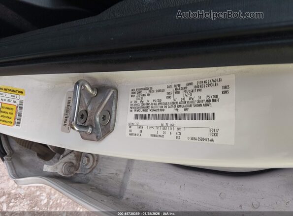 1FMCU9GD1KUA20389 2019 FORD ESCAPE White Շարժիչի բաժամունքի տեսք