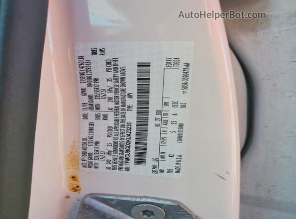 1FMCU9GD2KUA23236 2019 FORD ESCAPE White Widok naklejki z numerem VIN