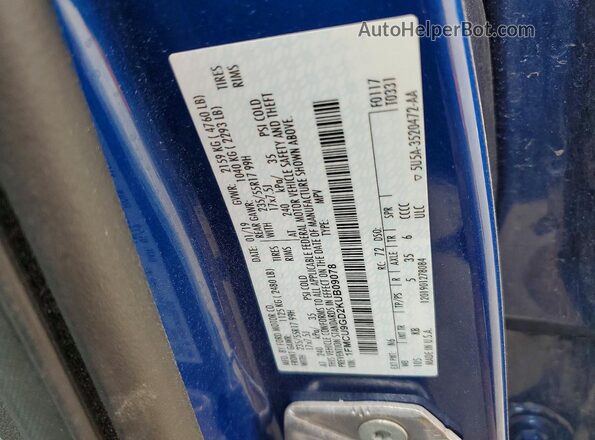 1FMCU9GD2KUB09078 2019 FORD ESCAPE Blue Vista del compartimento del motor