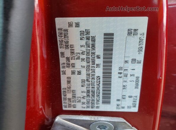 1FMCU9GD3HUA22329 2017 FORD ESCAPE Burgundy VIN sticker view