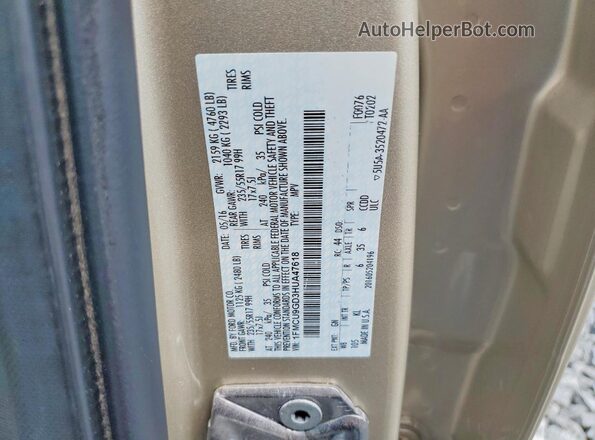1FMCU9GD3HUA47618 2017 FORD ESCAPE Beige VIN კოდის სტიკერის ხედი