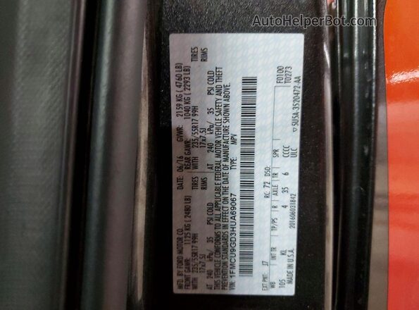 1FMCU9GD3HUA69067 2017 FORD ESCAPE Black Вид наклейки з VIN-кодом