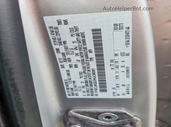 1FMCU9GD3HUC98381 2017 FORD ESCAPE Silver Widok naklejki z numerem VIN