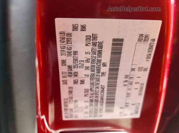 1FMCU9GD4HUC66457 2017 FORD ESCAPE Красный Панорамный вид салона 360°