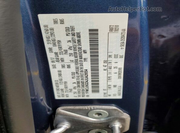 1FMCU9GD4JUA29554 2018 FORD ESCAPE Blue VIN sticker view