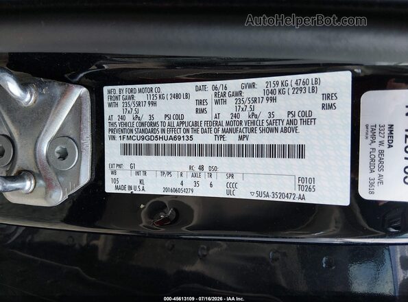 1FMCU9GD5HUA69135 2017 FORD ESCAPE Black Вид підкапотного простору