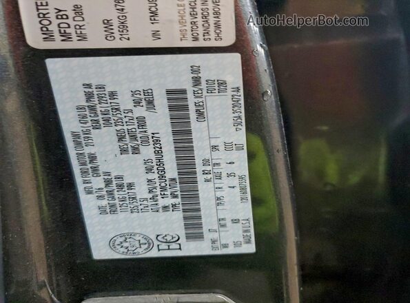 1FMCU9GD5HUB23971 2017 FORD ESCAPE Charcoal Widok naklejki z numerem VIN