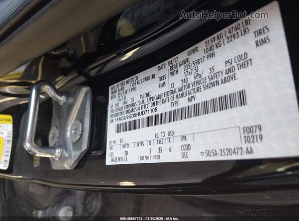 1FMCU9GD5HUD71105 2017 FORD ESCAPE Black Widok komory silnika