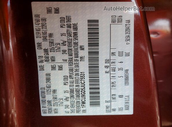 1FMCU9GD5JUC75531 2018 FORD ESCAPE Бордовый Вид подкапотного пространства