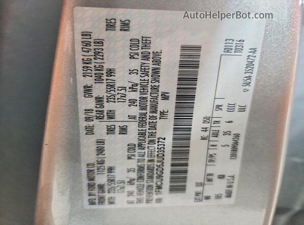 1FMCU9GD5JUD35372 2018 FORD ESCAPE Silver VIN sticker view