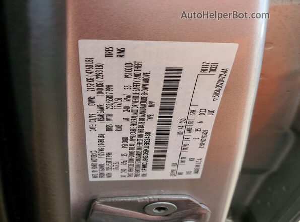 1FMCU9GD5KUB52488 2019 FORD ESCAPE Silver Vista de la etiqueta del VIN