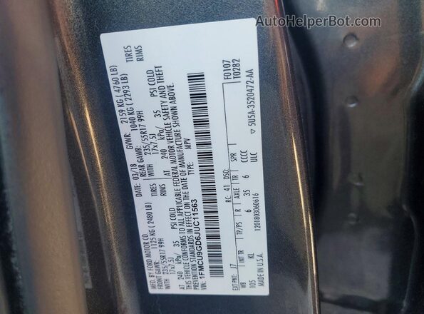 1FMCU9GD6JUC11563 2018 FORD ESCAPE Gray Engine compartment view
