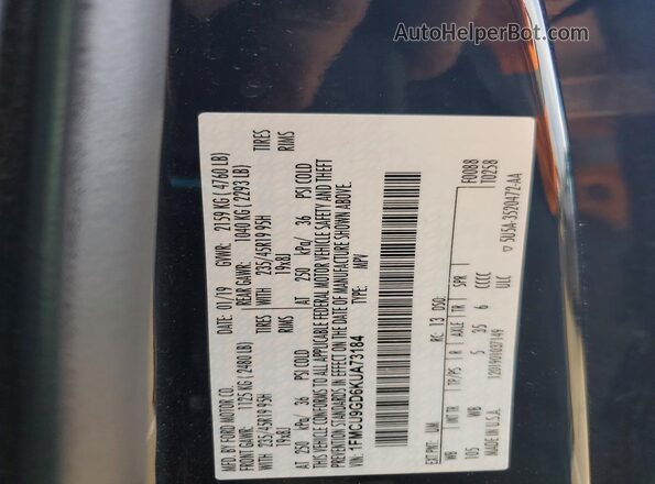 1FMCU9GD6KUA73184 2019 FORD ESCAPE Black VIN sticker view