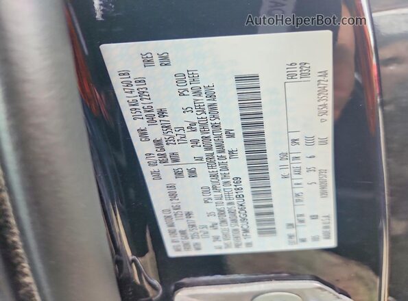 1FMCU9GD6KUB18169 2019 FORD ESCAPE Black VIN կոդի պիտակի տեսք