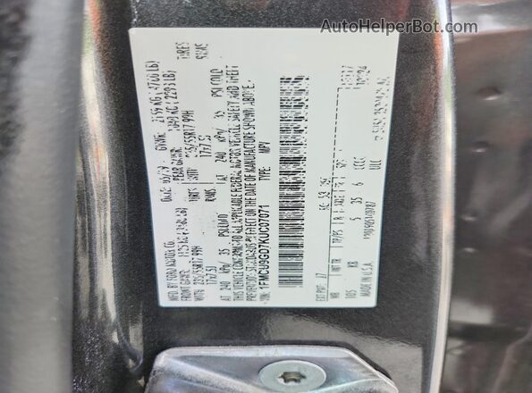 1FMCU9GD7KUC07071 2019 FORD ESCAPE Gray VIN sticker view