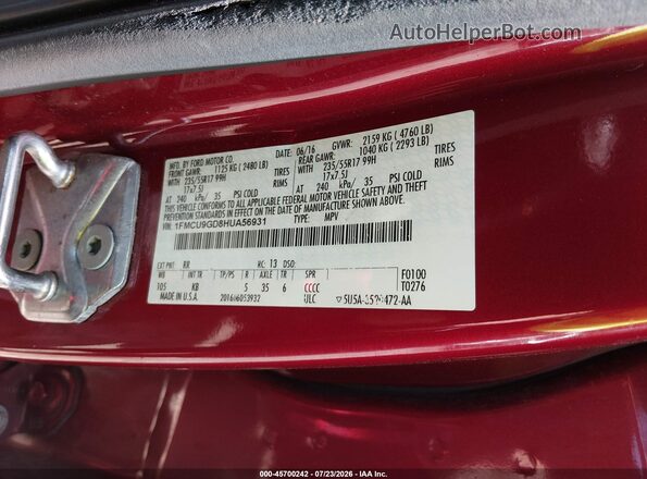 1FMCU9GD8HUA56931 2017 FORD ESCAPE Red Շարժիչի բաժամունքի տեսք