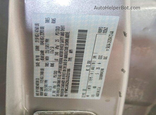 1FMCU9GD9JUD33186 2018 FORD ESCAPE Серый Вид наклейки с VIN-кодом