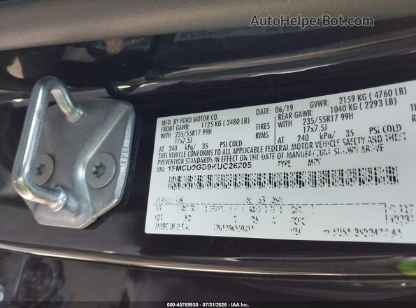 1FMCU9GD9KUC26205 2019 FORD ESCAPE Black Вид підкапотного простору