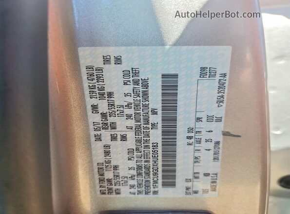1FMCU9GDXHUE05183 2017 FORD ESCAPE Silver VIN კოდის სტიკერის ხედი