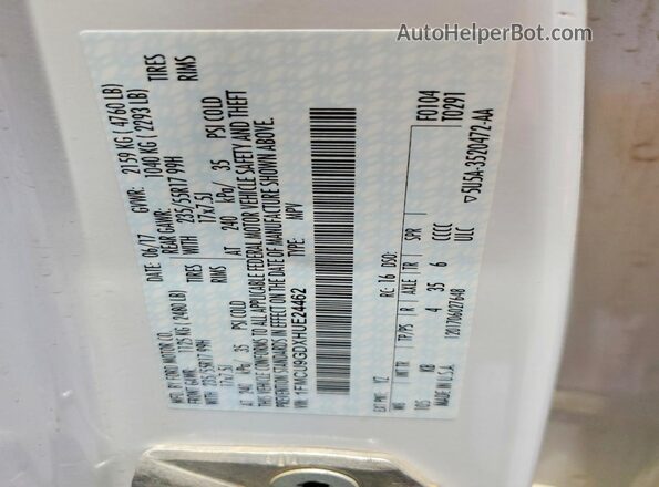 1FMCU9GDXHUE24462 2017 FORD ESCAPE White Вид наклейки з VIN-кодом