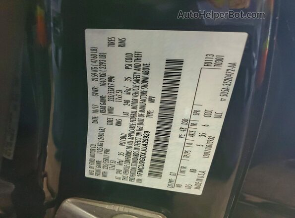 1FMCU9GDXJUA29929 2018 FORD ESCAPE Black 360 interior view