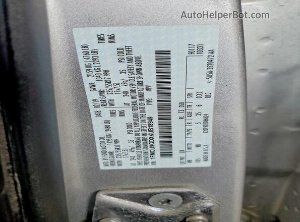 1FMCU9GDXKUB18949 2019 FORD ESCAPE Silver Vista de la etiqueta del VIN