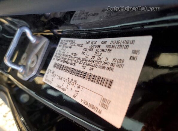 1FMCU9GDXKUC00292 2019 FORD ESCAPE Black Widok naklejki z numerem VIN