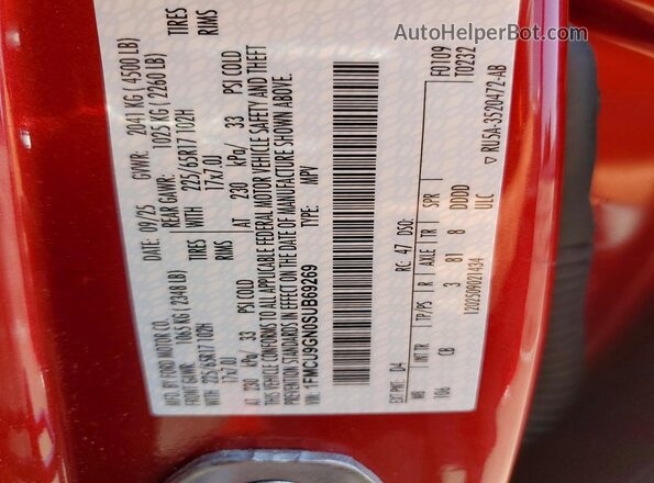 1FMCU9GN0SUB69269 2025 FORD ESCAPE Red VIN sticker view