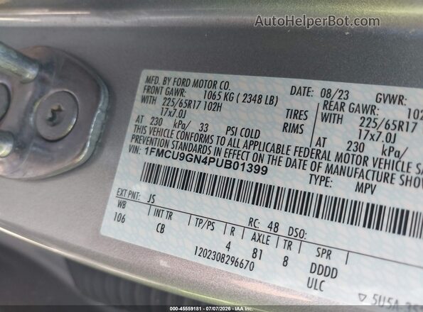 1FMCU9GN4PUB01399 2023 FORD ESCAPE Gray Engine compartment view