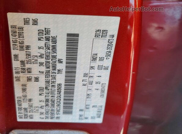 1FMCU9GX2GUA85656 2016 FORD ESCAPE Red VIN sticker view