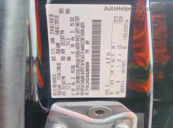 1FMCU9GX4GUB69056 2016 FORD ESCAPE Black VIN კოდის სტიკერის ხედი