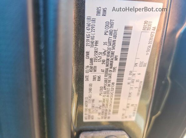 1FMCU9GX4GUC32138 2016 FORD ESCAPE Gray VIN sticker view