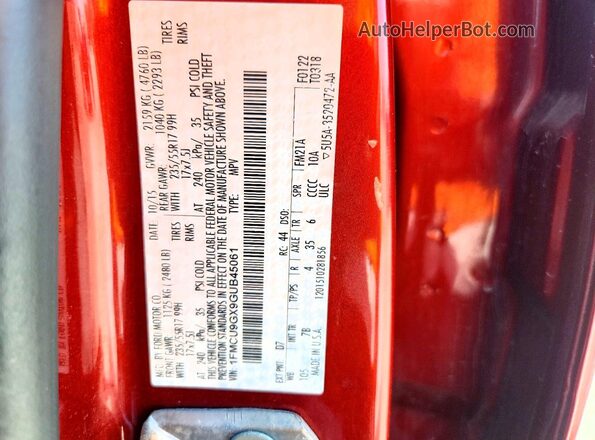 1FMCU9GX9GUB45061 2016 FORD ESCAPE Burgundy Engine compartment view
