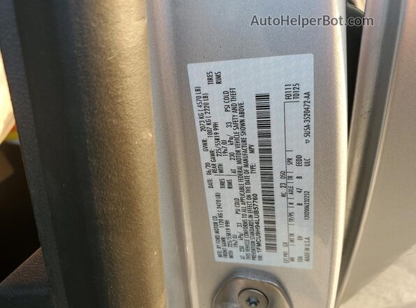 1FMCU9H94LUB57760 2020 FORD ESCAPE Silver VIN კოდის სტიკერის ხედი