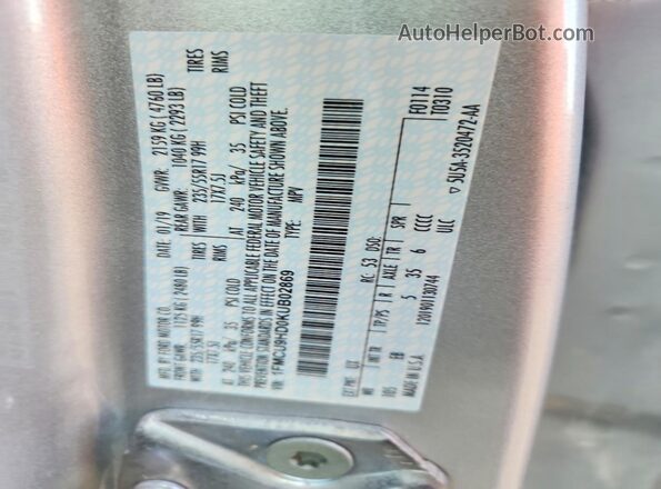 1FMCU9HD0KUB02869 2019 FORD ESCAPE Серебряный Вид наклейки с VIN-кодом