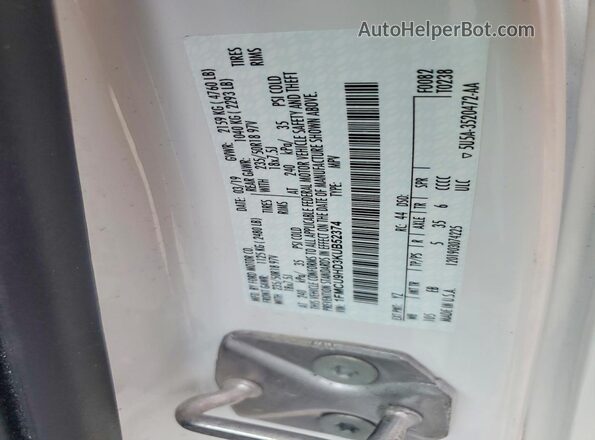 1FMCU9HD3KUB52374 2019 FORD ESCAPE White Սալոնի 360 աստիճան տեսք