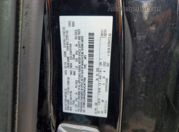 1FMCU9HD3KUC47789 2019 FORD ESCAPE Black Вид наклейки з VIN-кодом