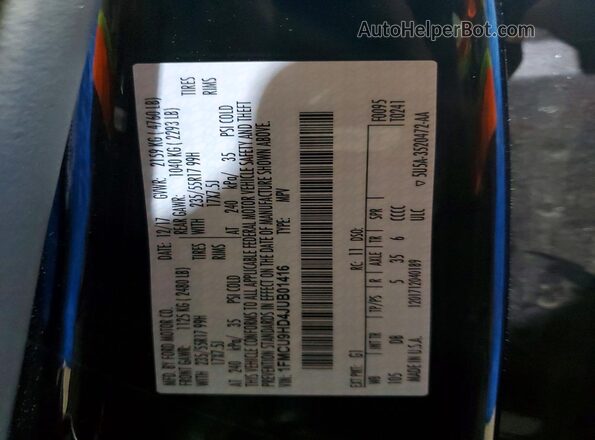 1FMCU9HD4JUB01416 2018 FORD ESCAPE Blue Widok naklejki z numerem VIN
