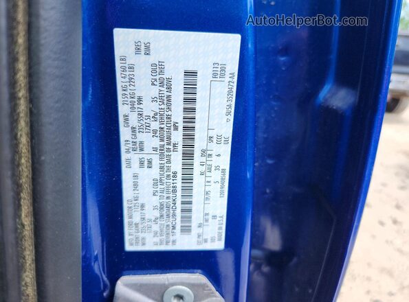 1FMCU9HD4KUB81186 2019 FORD ESCAPE Blue Вид наклейки з VIN-кодом