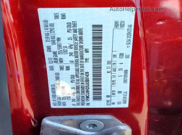 1FMCU9HD5JUB01439 2018 FORD ESCAPE Red Vista del compartimento del motor