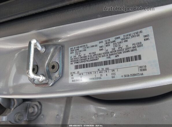 1FMCU9HD7KUA68087 2019 FORD ESCAPE White Engine compartment view