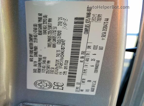 1FMCU9HD8KUB73057 2019 FORD ESCAPE Silver Widok komory silnika