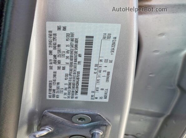 1FMCU9HD8KUB76105 2019 FORD ESCAPE Silver Панорамний вид салону 360°